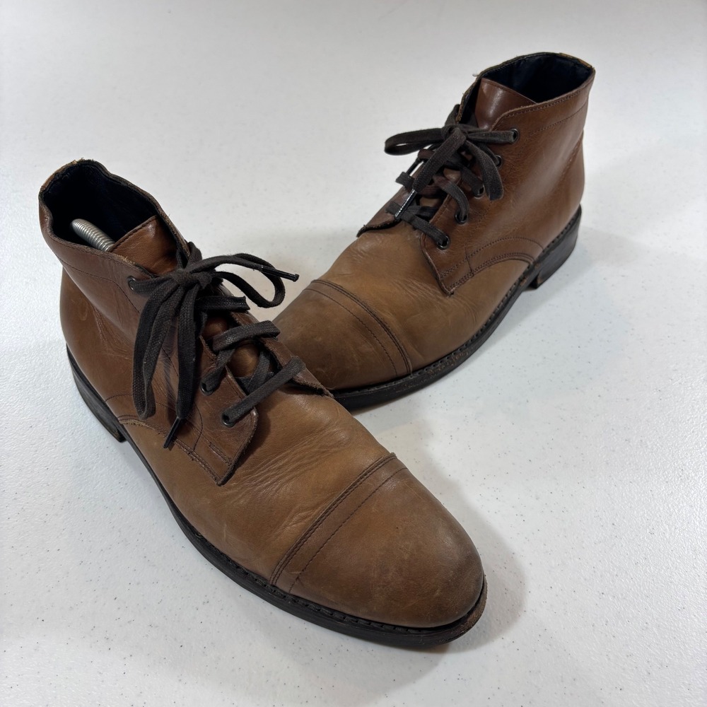 Thursday Boot Co Captain Brown Leather Cap Toe Lace Up Boots Mens 9.5 WLNCAD